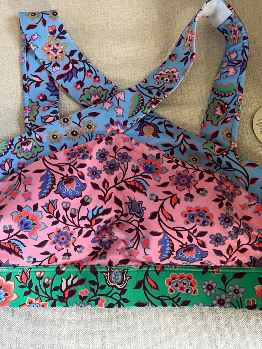 Boden Floral Swim Bikini Top in Pink, Blue & Green